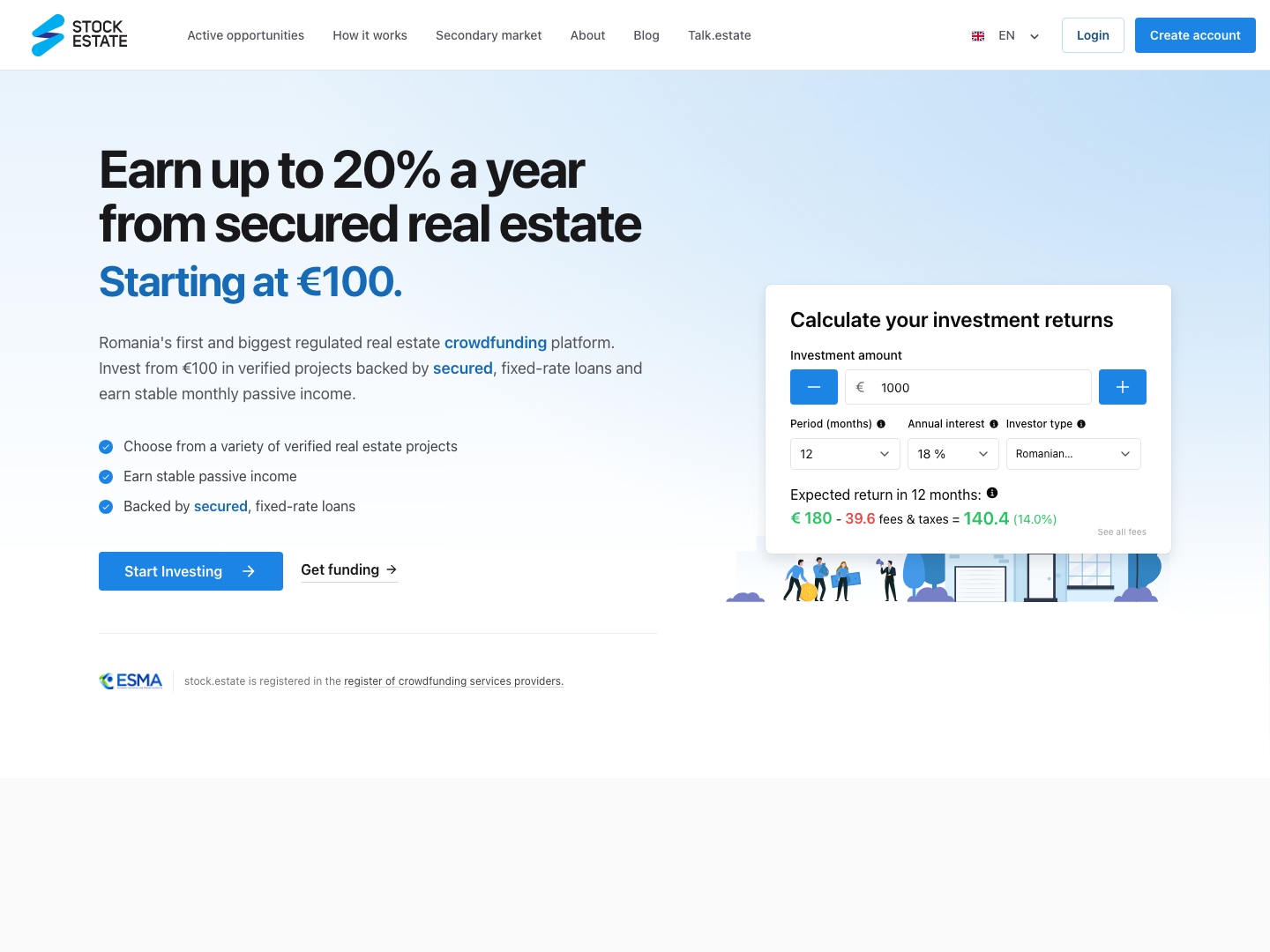 Screenshot of stock.estate